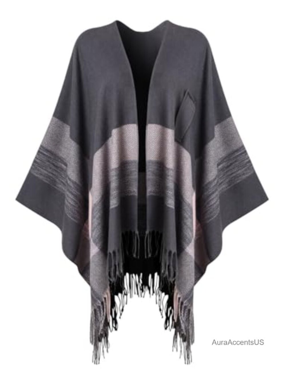 Women's Plaid Fringe Poncho Shawl Wrap Soft Scarf
